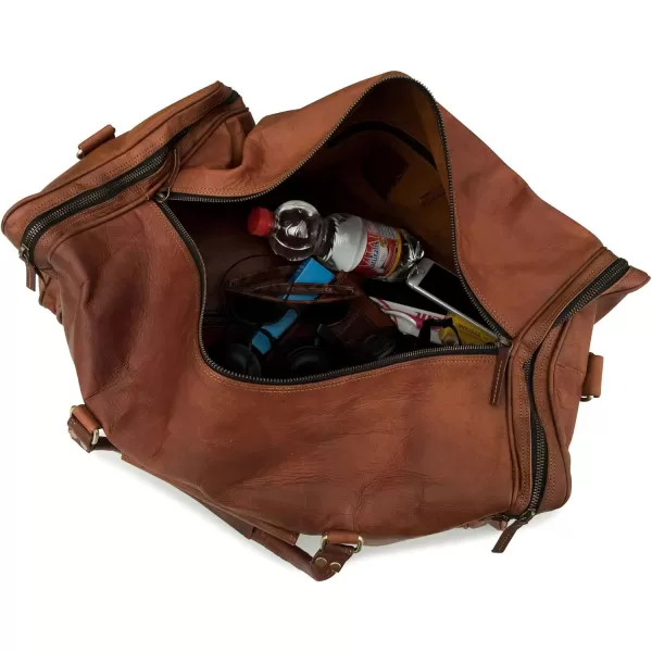imageBerliner Bags Vintage Leather Duffle Bag New York for Travel or the Gym Overnight Bag for Men and Women Brown LBrown XL
