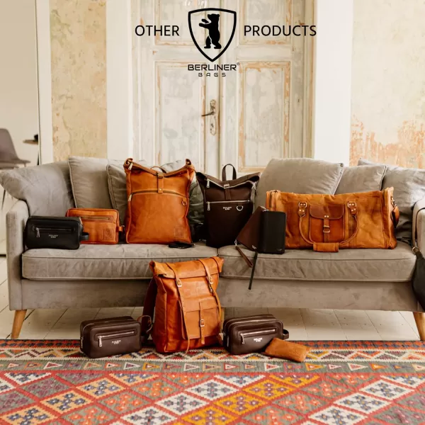 imageBerliner Bags Vintage Leather Duffle Bag New York for Travel or the Gym Overnight Bag for Men and Women Brown LBrown XXL