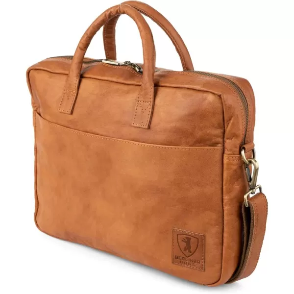 imageBERLINER BAGS Vintage Leather Laptop Bag Madrid Briefcase for Men and Women  Brown