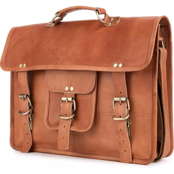 imageBERLINER BAGS Vintage Leather Messenger Bag Berlin XXL Briefcase for Men and Women  BrownCognac M