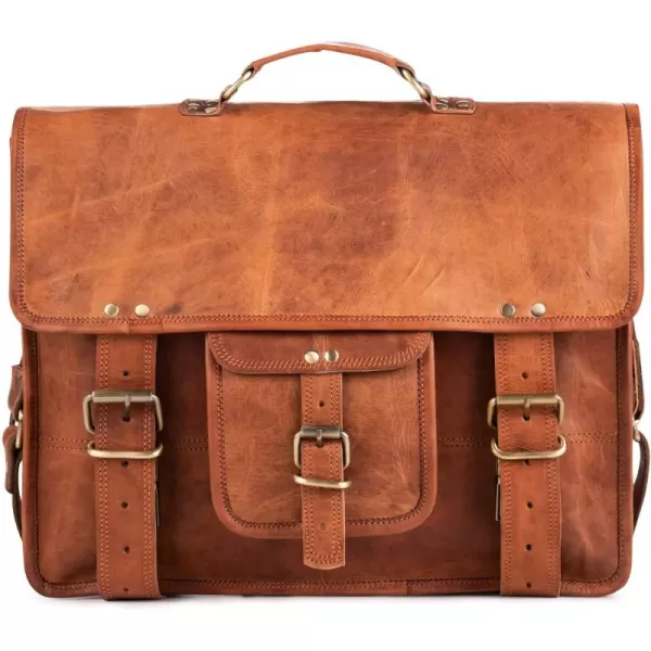 imageBERLINER BAGS Vintage Leather Messenger Bag Berlin XXL Briefcase for Men and Women  BrownCognac Xl