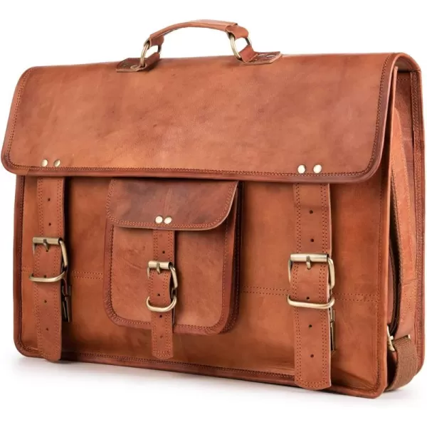 imageBERLINER BAGS Vintage Leather Messenger Bag Berlin XXL Briefcase for Men and Women  BrownCognac Xxl