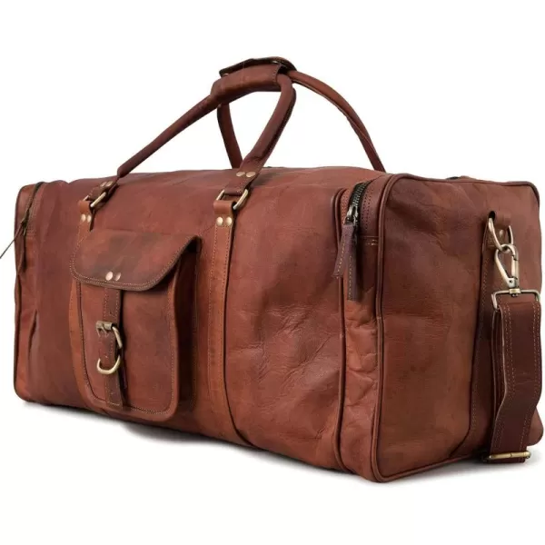imageBerliner Bags Vintage Leather Duffle Bag New York for Travel or the Gym Overnight Bag for Men and Women Brown LBrown XXL