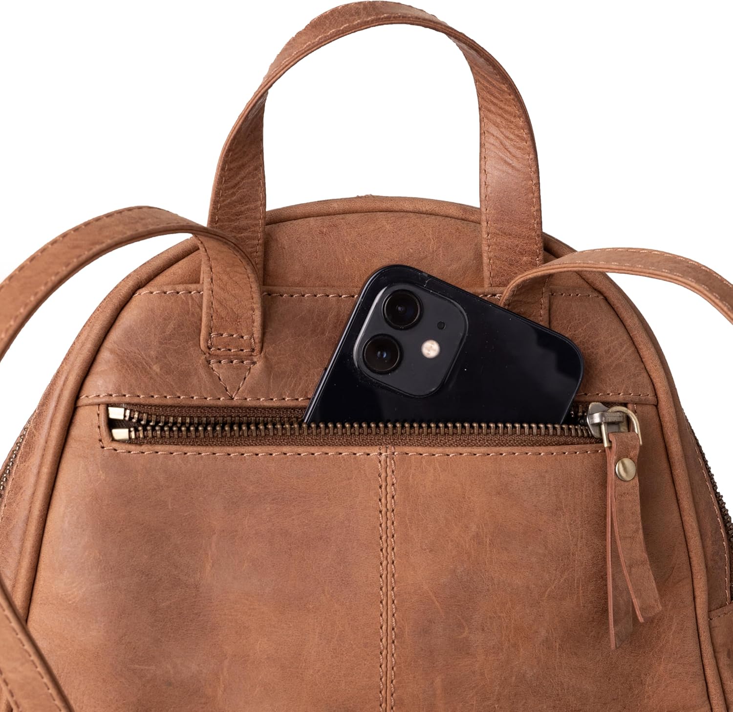 imageBERLINER BAGS Vintage Leather Backpack Florence Small Backpack Purse for Women for Work University Travel  Brown