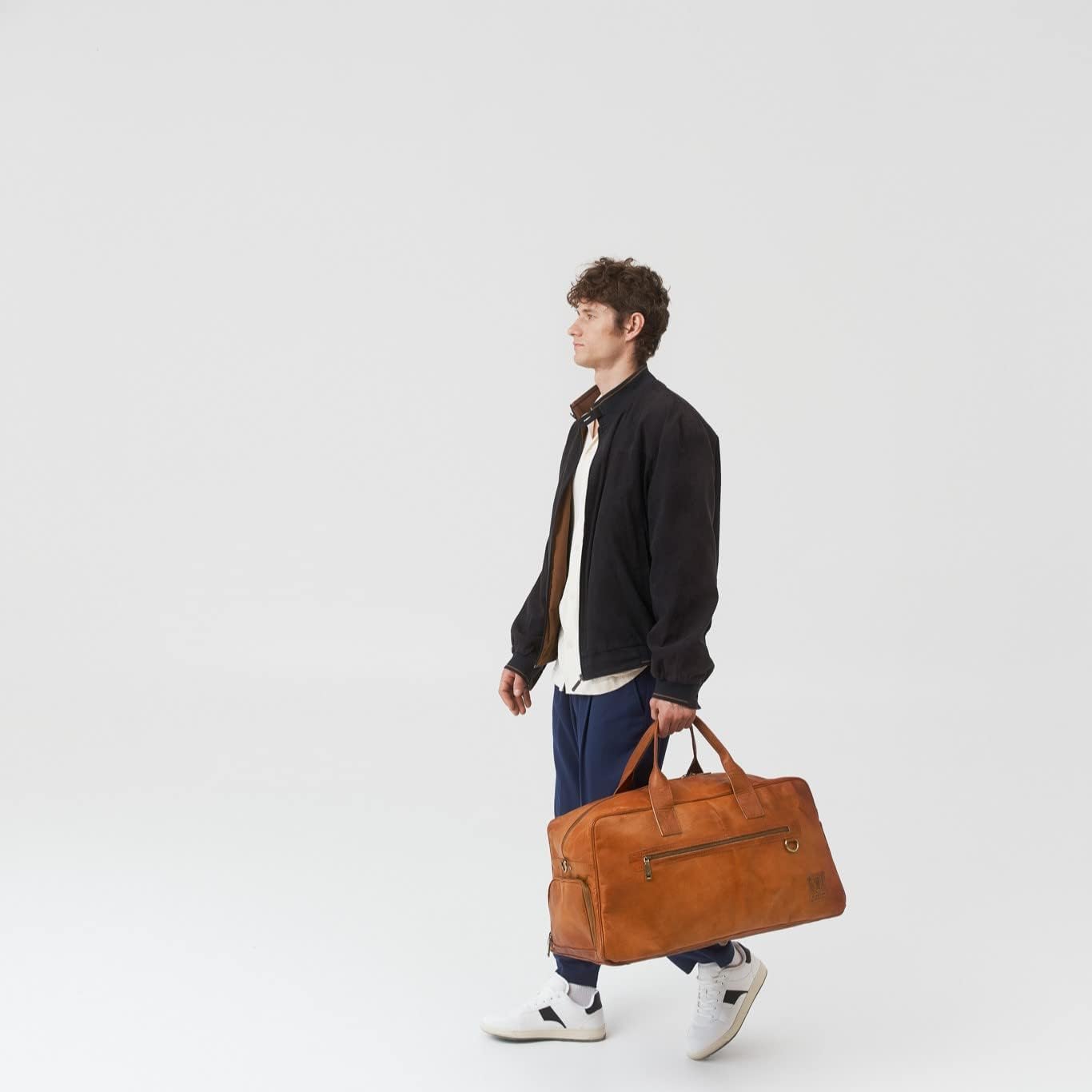 imageBerliner Bags Vintage Leather Duffle Bag Austin XL with Shoe Compartment for Travel or the Gym Overnight Bag for Men and Women  BrownBrown XL