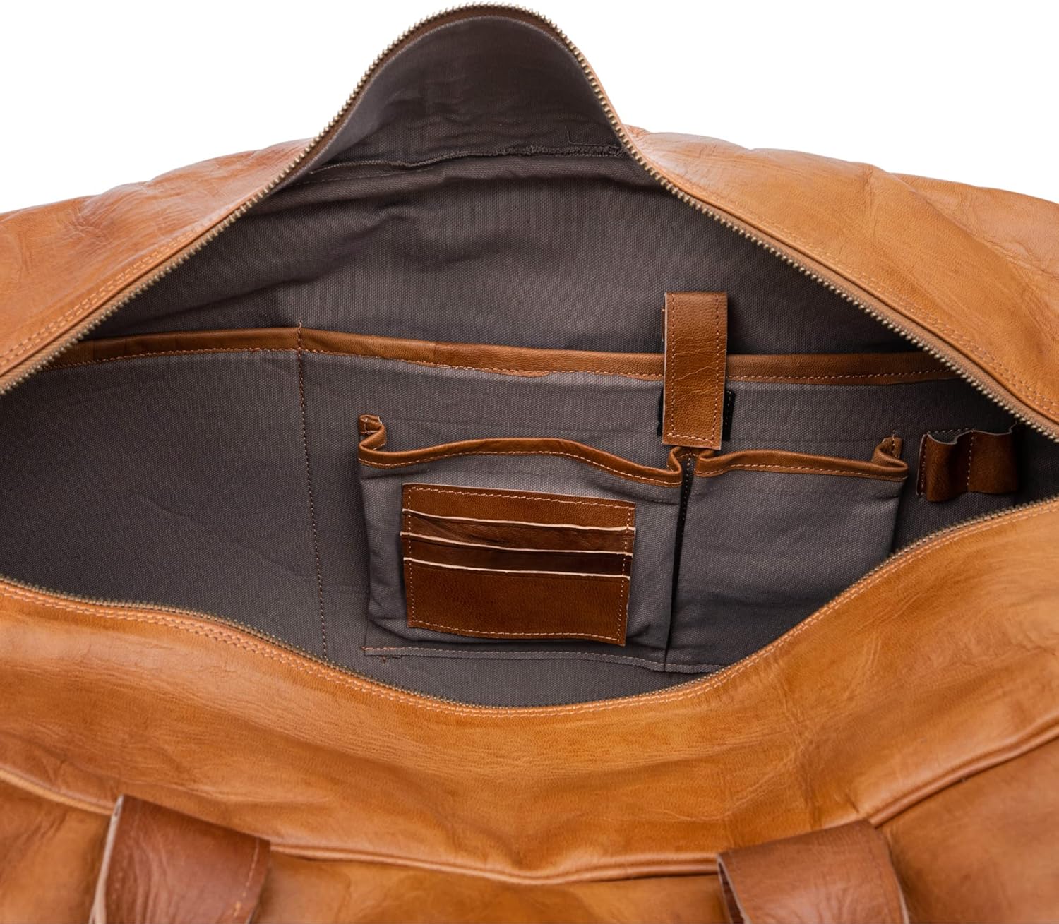 imageBerliner Bags Vintage Leather Duffle Bag Austin XL with Shoe Compartment for Travel or the Gym Overnight Bag for Men and Women  BrownBrown XL