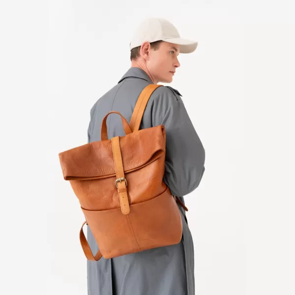 imageBERLINER BAGS Vintage Leather Backpack Finn Rucksack with laptop Compartment for Men and Women  BrownBrown