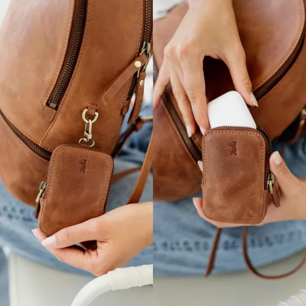 imageBERLINER BAGS Vintage Leather Backpack Florence Small Backpack Purse for Women for Work University Travel  Brown