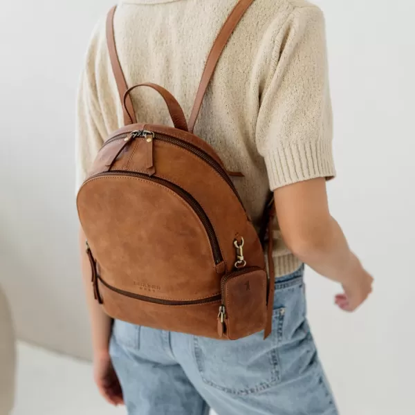 imageBERLINER BAGS Vintage Leather Backpack Florence Small Backpack Purse for Women for Work University Travel  Brown