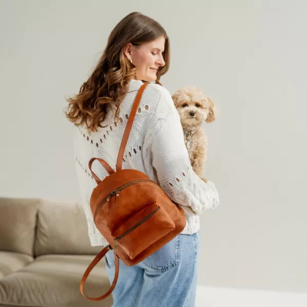 imageBERLINER BAGS Vintage Leather Backpack Kelly Small Backpack Purse for Women for Work University Travel  Brown