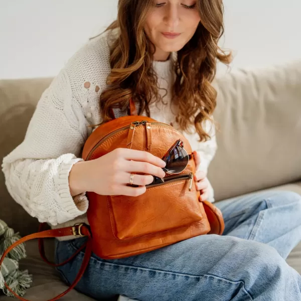 imageBERLINER BAGS Vintage Leather Backpack Kelly Small Backpack Purse for Women for Work University Travel  Brown