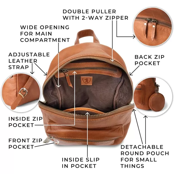 imageBERLINER BAGS Vintage Leather Backpack Kelly Small Backpack Purse for Women for Work University Travel  Brown