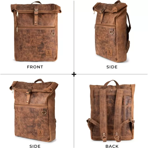 imageBERLINER BAGS Vintage Leather Backpack Utrecht XL Large Waterproof Bookbag for Men and Women  BrownWalnut