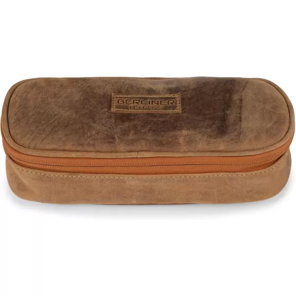 imageBERLINER BAGS Vintage Leather Pencil Case Felix Pen Pouch Pencil Case Organizer Pencil Holder  BrownWalnut