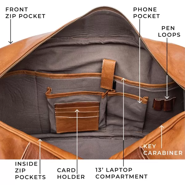 imageBerliner Bags Vintage Leather Duffle Bag Austin XL with Shoe Compartment for Travel or the Gym Overnight Bag for Men and Women  BrownBrown M