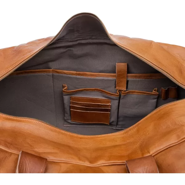 imageBerliner Bags Vintage Leather Duffle Bag Austin XL with Shoe Compartment for Travel or the Gym Overnight Bag for Men and Women  BrownBrown XL