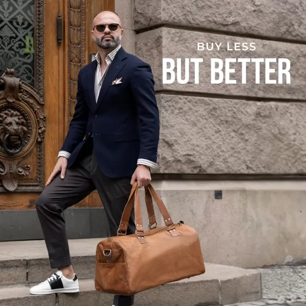 imageBerliner Bags Vintage Leather Duffle Bag Oslo with Shoe Compartment for Travel or the Gym Overnight Bag for Men and Women  BrownCognac