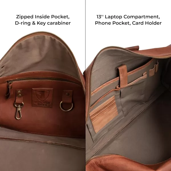 imageBerliner Bags Vintage Leather Duffle Bag Oslo with Shoe Compartment for Travel or the Gym Overnight Bag for Men and Women  BrownCognac