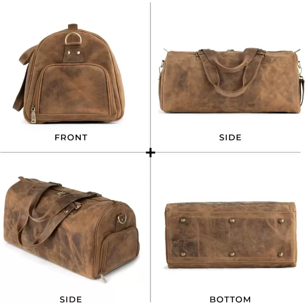 imageBerliner Bags Vintage Leather Duffle Bag Oslo with Shoe Compartment for Travel or the Gym Overnight Bag for Men and Women  BrownHunter Brown