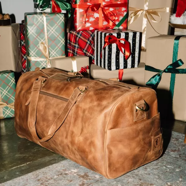 imageBerliner Bags Vintage Leather Duffle Bag Oslo with Shoe Compartment for Travel or the Gym Overnight Bag for Men and Women  BrownWalnut
