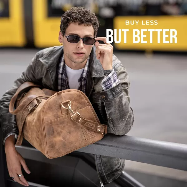 imageBerliner Bags Vintage Leather Duffle Bag Oslo with Shoe Compartment for Travel or the Gym Overnight Bag for Men and Women  BrownWalnut