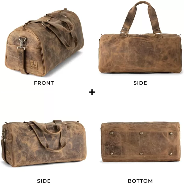 imageBerliner Bags Vintage Leather Duffle Bag Oslo with Shoe Compartment for Travel or the Gym Overnight Bag for Men and Women  BrownWalnut