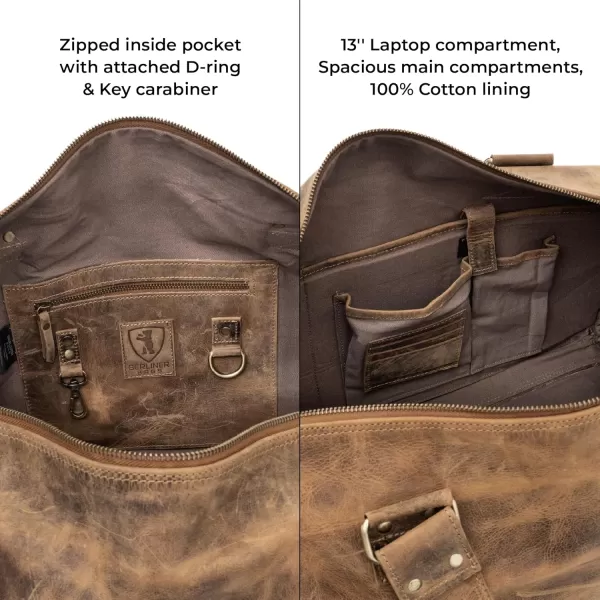 imageBerliner Bags Vintage Leather Duffle Bag Oslo with Shoe Compartment for Travel or the Gym Overnight Bag for Men and Women  BrownWalnut