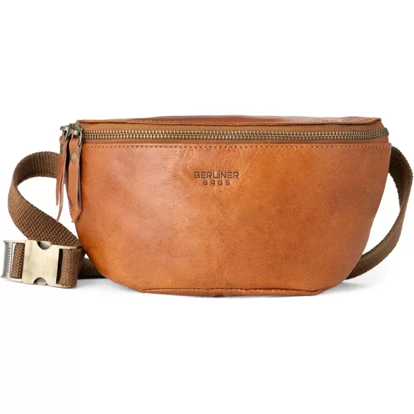 imageBerliner Bags Vintage Leather Fanny Pack Noah Crossbody Belt Bag for Men and Women  BrownBrown