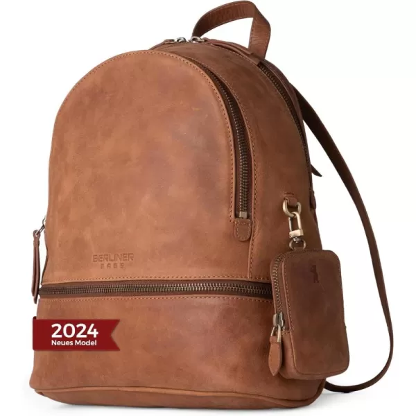 imageBERLINER BAGS Vintage Leather Backpack Florence Small Backpack Purse for Women for Work University Travel  Brown