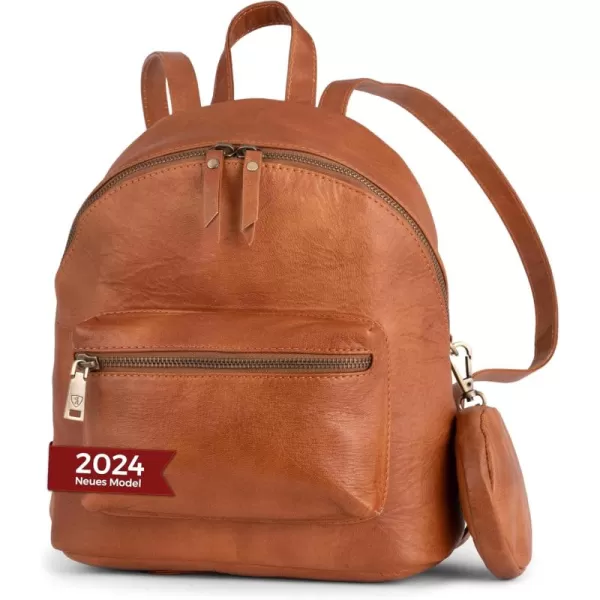 imageBERLINER BAGS Vintage Leather Backpack Kelly Small Backpack Purse for Women for Work University Travel  Brown