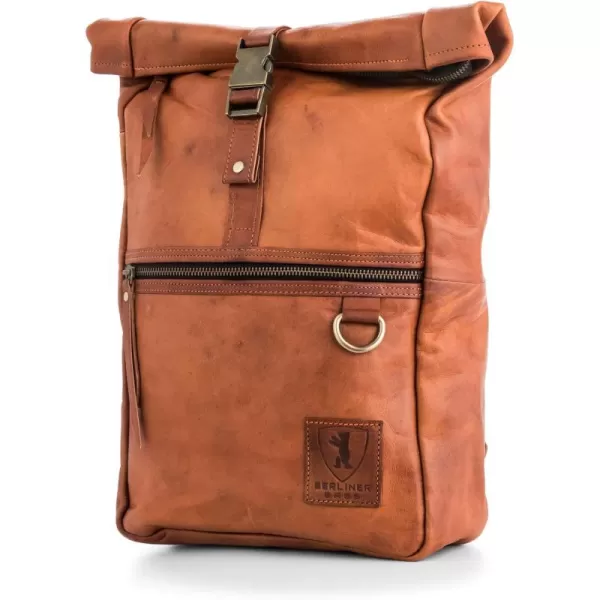 imageBERLINER BAGS Vintage Leather Backpack Utrecht XL Large Waterproof Bookbag for Men and Women  BrownBrown