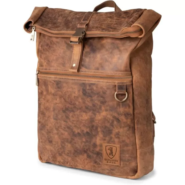 imageBERLINER BAGS Vintage Leather Backpack Utrecht XL Large Waterproof Bookbag for Men and Women  BrownWalnut