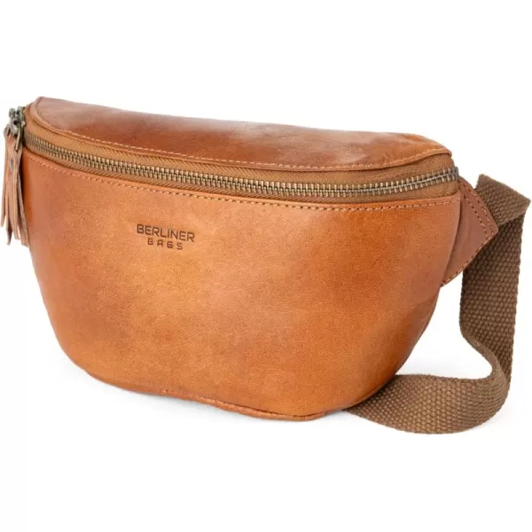 imageBerliner Bags Vintage Leather Fanny Pack Noah Crossbody Belt Bag for Men and Women  BrownBrown