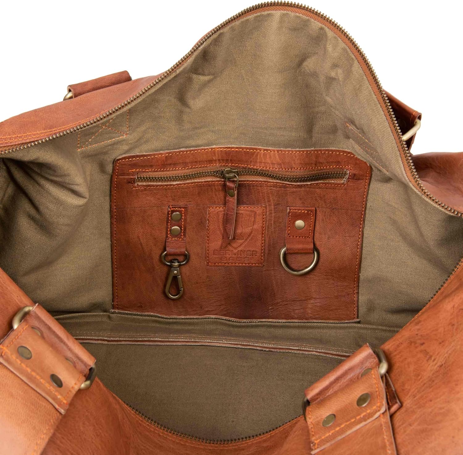 imageBerliner Bags Vintage Leather Duffle Bag Bergen for Travel or the Gym Overnight Bag for Men and Women  Brown