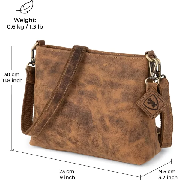 imageBERLINER BAGS Vintage Genuine Leather Shoulder Bag Marbella Crossbody Purse for Women Satchel Bag  Brown