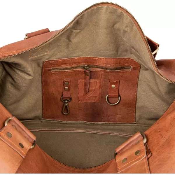 imageBerliner Bags Vintage Leather Duffle Bag Bergen for Travel or the Gym Overnight Bag for Men and Women  Brown