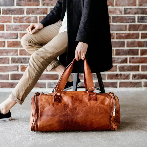 imageBerliner Bags Vintage Leather Duffle Bag Bergen for Travel or the Gym Overnight Bag for Men and Women  Brown