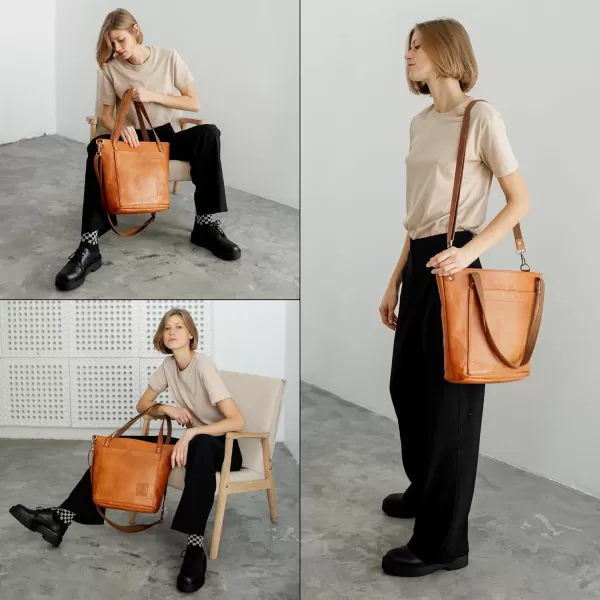 imageBerliner Bags Vintage Leather Shoulder Bag Verona Handbag Large Tote Bag for Women  Brown