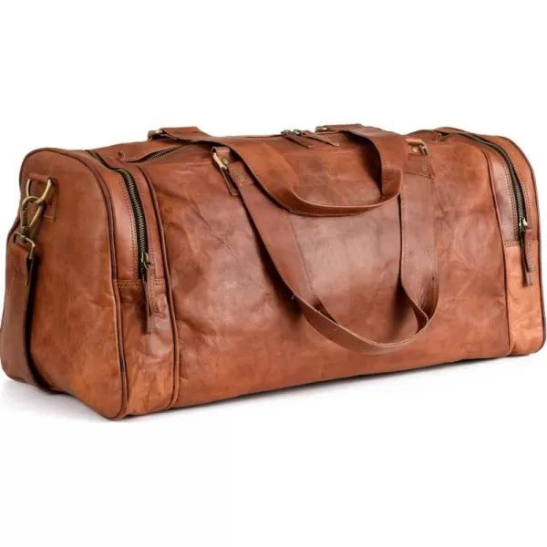 imageBerliner Bags Vintage Leather Duffle Bag Bergen for Travel or the Gym Overnight Bag for Men and Women  Brown