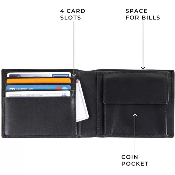 imageBERLINER BAGS Premium Leather Mens Wallet Billfold with Coin Pocket for Men Without ID Flap BlackBlack