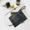 imageBERLINER BAGS Vintage Leather Document Pouch Dirk Passport Holder and Travel Organizer  BrownDark Grey