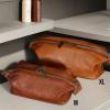 imageBERLINER BAGS Vintage Leather Cosmetic Bag Ben M Toiletry Bag for Women and Men for Travelling  BrownBrown M