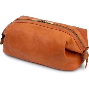 imageBERLINER BAGS Vintage Leather Cosmetic Bag Ben M Toiletry Bag for Women and Men for Travelling  BrownBrown XL