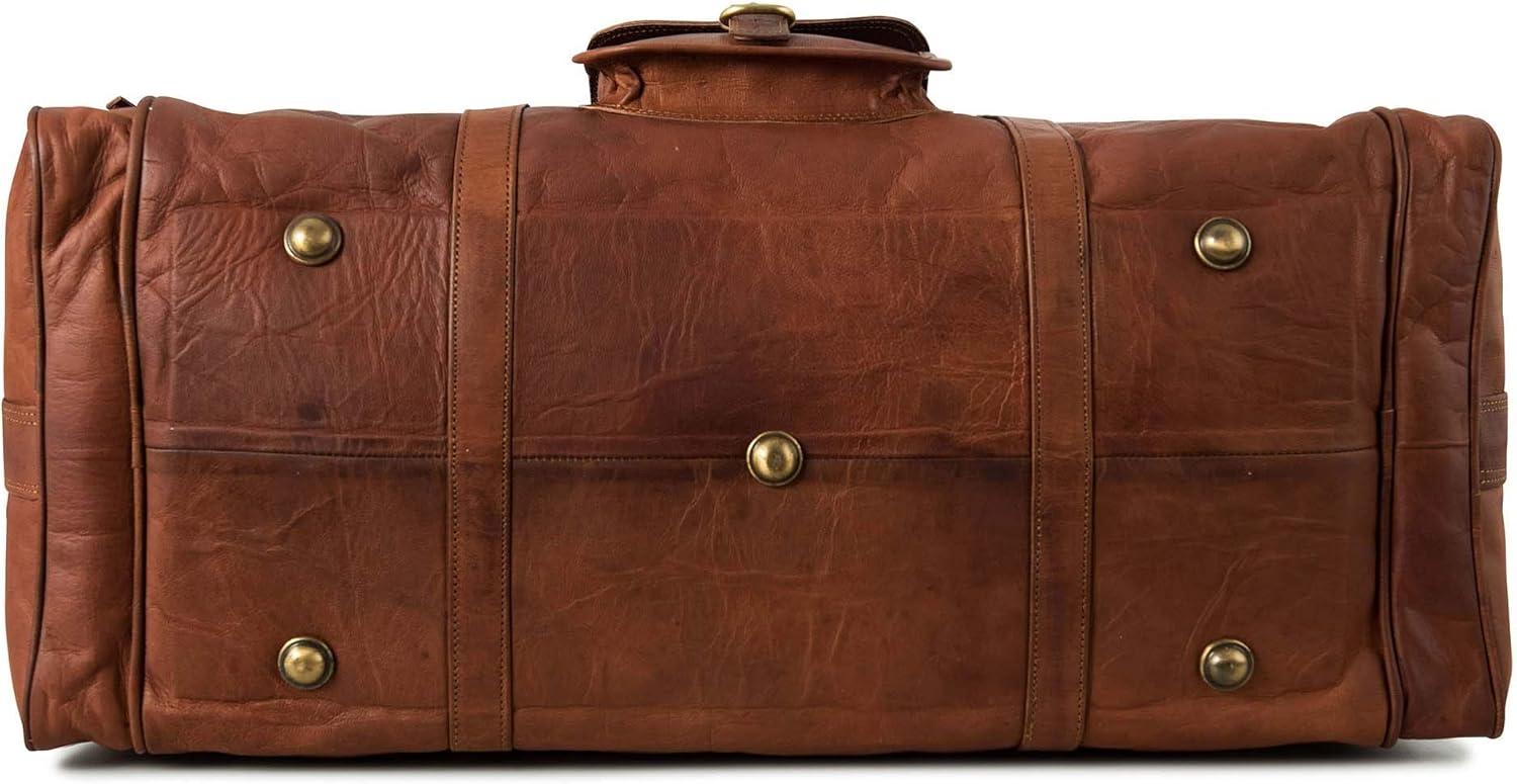 imageBerliner Bags Vintage Leather Duffle Bag New York XXL for Travel or the Gym Overnight Bag for Men and Women  Brown