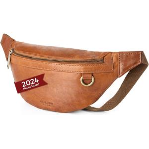 imageBerliner Bags Vintage Genuine Leather Fanny Pack Turin Belt Bag Crossbody Sling Bag for Men and Women  Brown