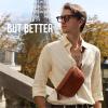 imageBerliner Bags Vintage Genuine Leather Fanny Pack Noah Belt Bag Crossbody Sling Bag for Men and Women  BrownBrown