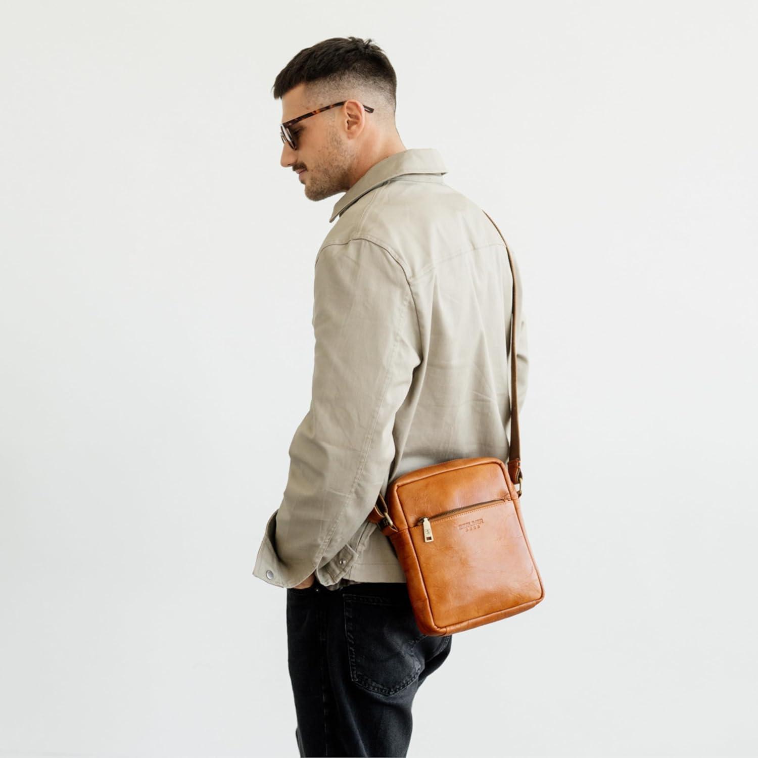 imageBERLINER BAGS Vintage Genuine Leather Shoulder Bag for Men Tom Sling Bag for Men Small Crossbody Bag for MenBrown