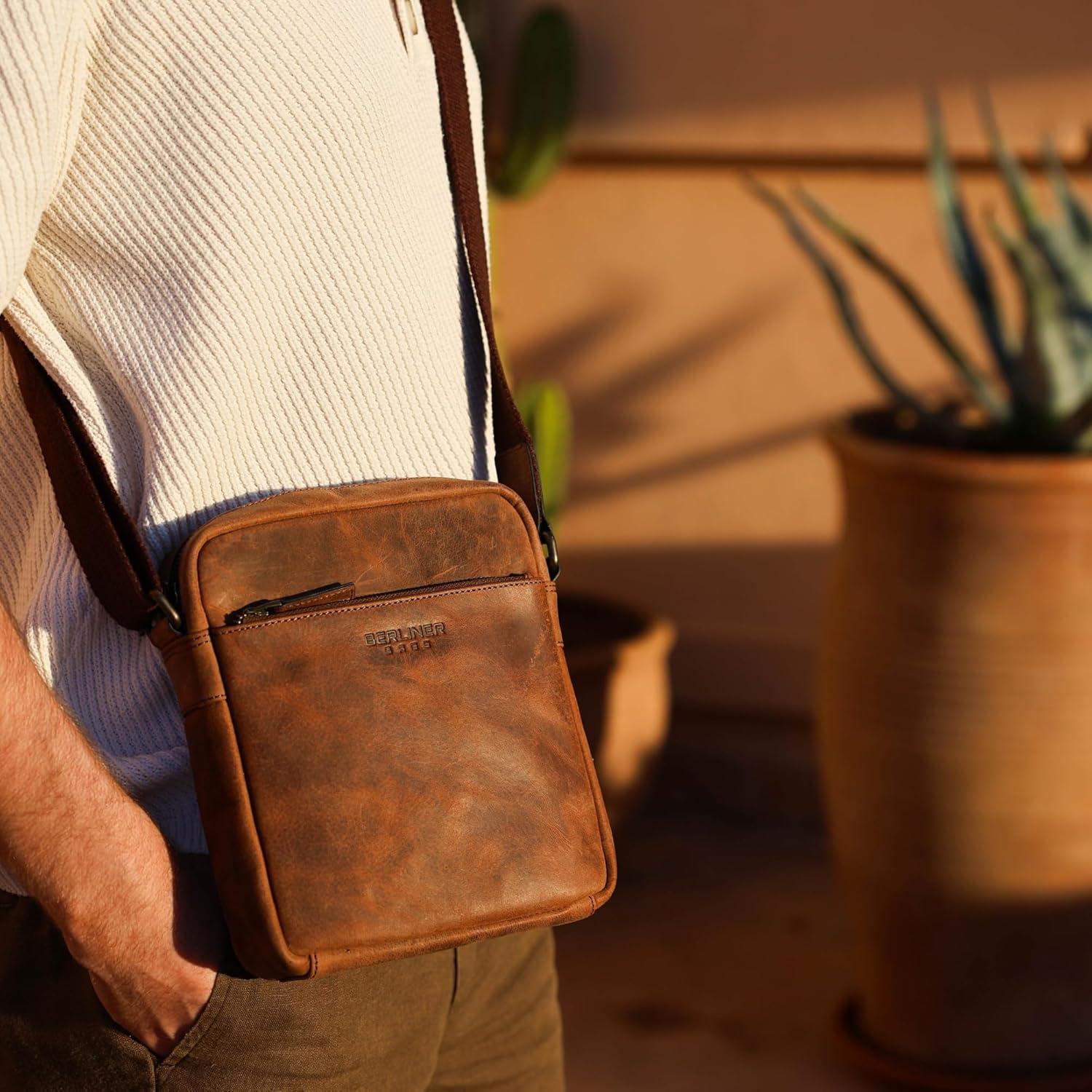 imageBERLINER BAGS Vintage Genuine Leather Shoulder Bag for Men Tom Sling Bag for Men Small Crossbody Bag for MenEarth