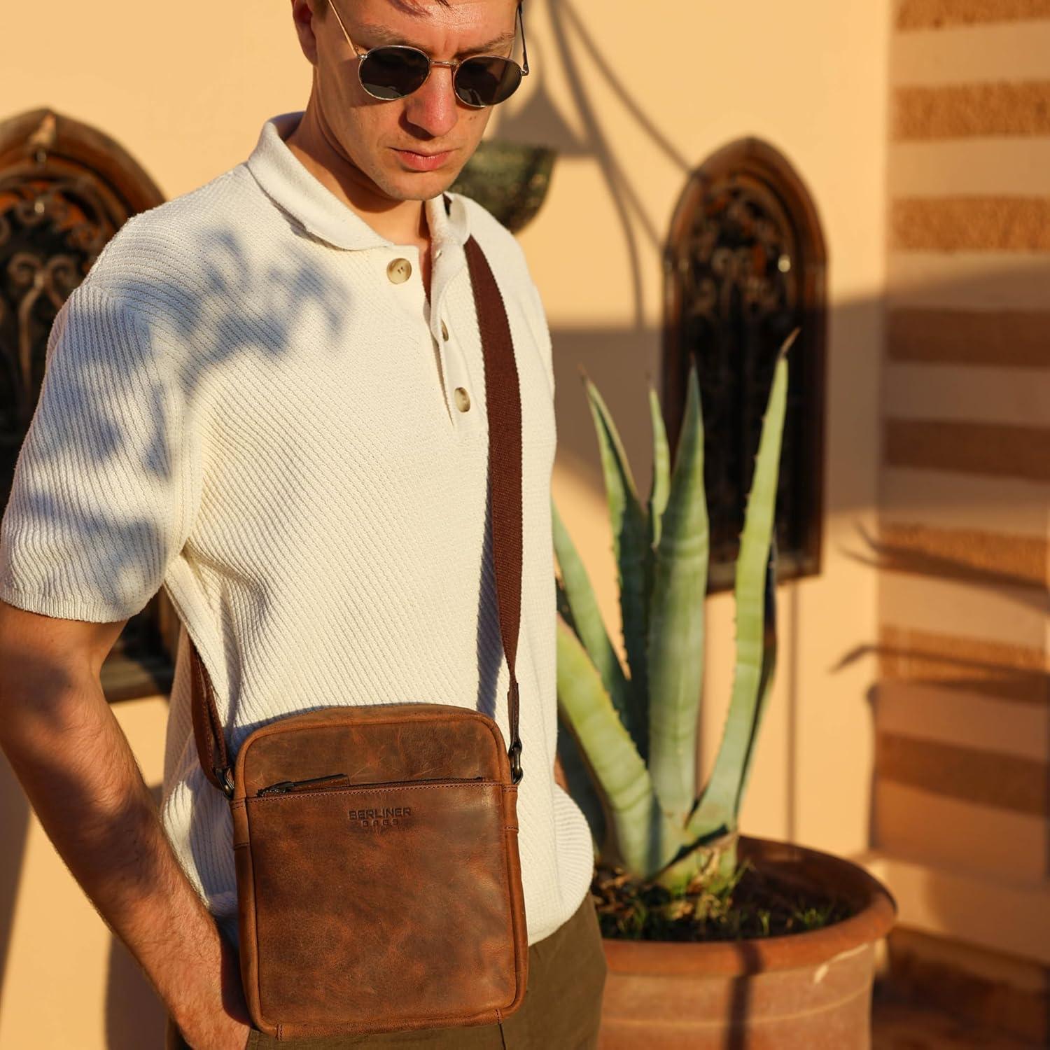 imageBERLINER BAGS Vintage Genuine Leather Shoulder Bag for Men Tom Sling Bag for Men Small Crossbody Bag for MenEarth