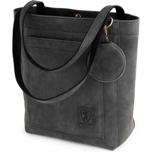 imageBERLINER BAGS Vintage Genuine Leather Tote Bag Seville Handbag Large Shopper for WomenDark Grey